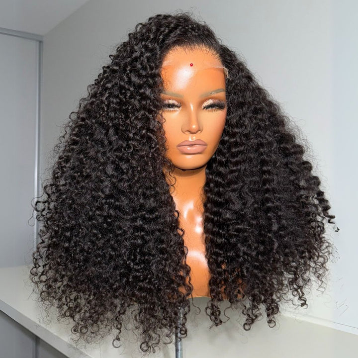eullair Exotic Curly Glueless Wigs 13x4 Lace Frontal Human Hair Wis Pre Plucked Transparent HD Lace Wigs