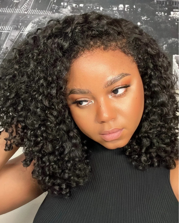eullair Kinky Curly 4C Edges Invisi Strap Snug Fit Laid Flat 360 Transparent Lace Wig with Curly Baby Hair All