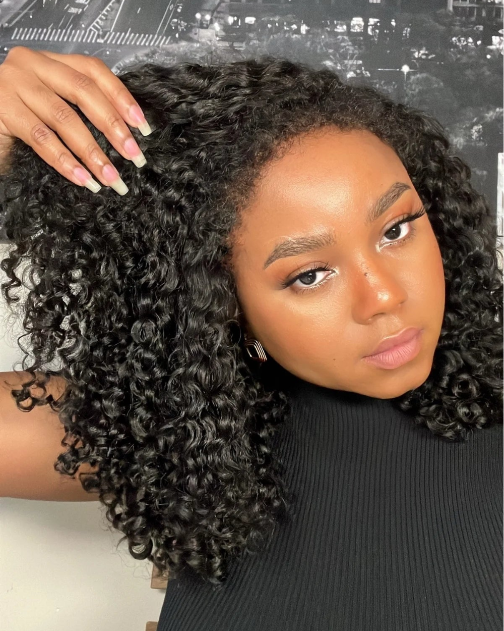 eullair Kinky Curly 4C Edges Invisi Strap Snug Fit Laid Flat 360 Transparent Lace Wig with Curly Baby Hair All