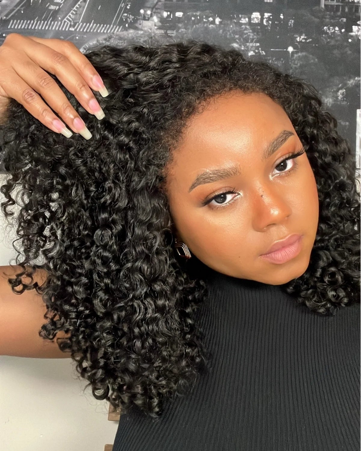 eullair Kinky Curly 4C Edges Invisi Strap Snug Fit Laid Flat 360 Transparent Lace Wig with Curly Baby Hair All