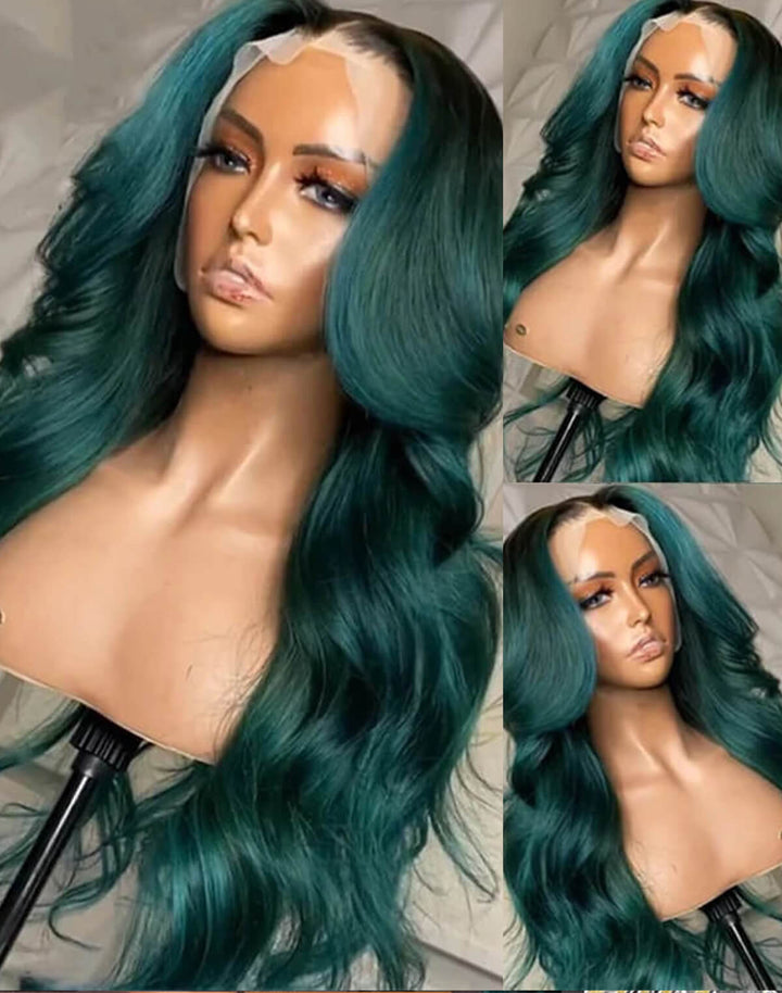 Fashion Style | eullair Colored Dark Green Glueless Lace Frontal Human Hair Wig | Best Affordable
