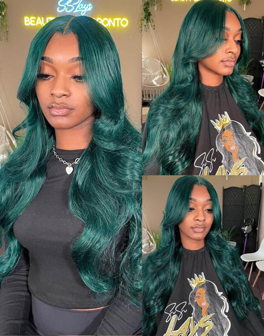 Fashion Style | eullair Colored Dark Green Glueless Lace Frontal Human Hair Wig | Best Affordable