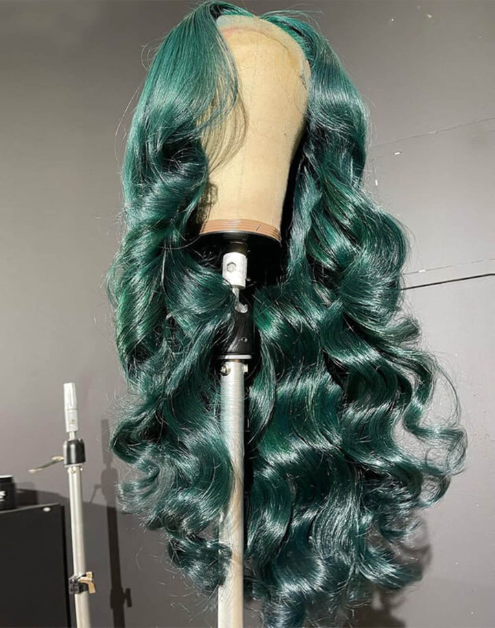 Fashion Style | eullair Colored Dark Green Glueless Lace Frontal Human Hair Wig | Best Affordable