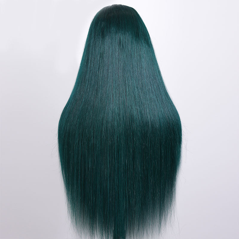 Fashion Style | eullair Colored Dark Green Glueless Lace Frontal Human Hair Wig | Best Affordable