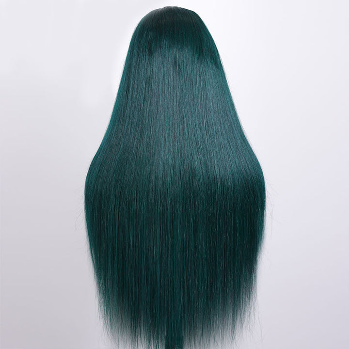 Fashion Style | eullair Colored Dark Green Glueless Lace Frontal Human Hair Wig | Best Affordable