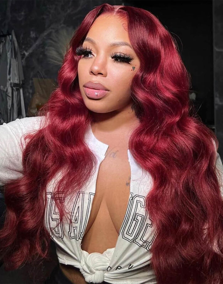 Flash Sale $159=28inch Fabulous Fall Body Wave Wavy Colored Wig eullair Affordable Body Wave Human Hair 13x4 Lace Frontal Wig Cost-effective Choice