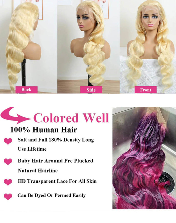 Flash Sale $159=28inch Fabulous Fall Body Wave Wavy Colored Wig eullair Affordable Body Wave Human Hair 13x4 Lace Frontal Wig Cost-effective Choice