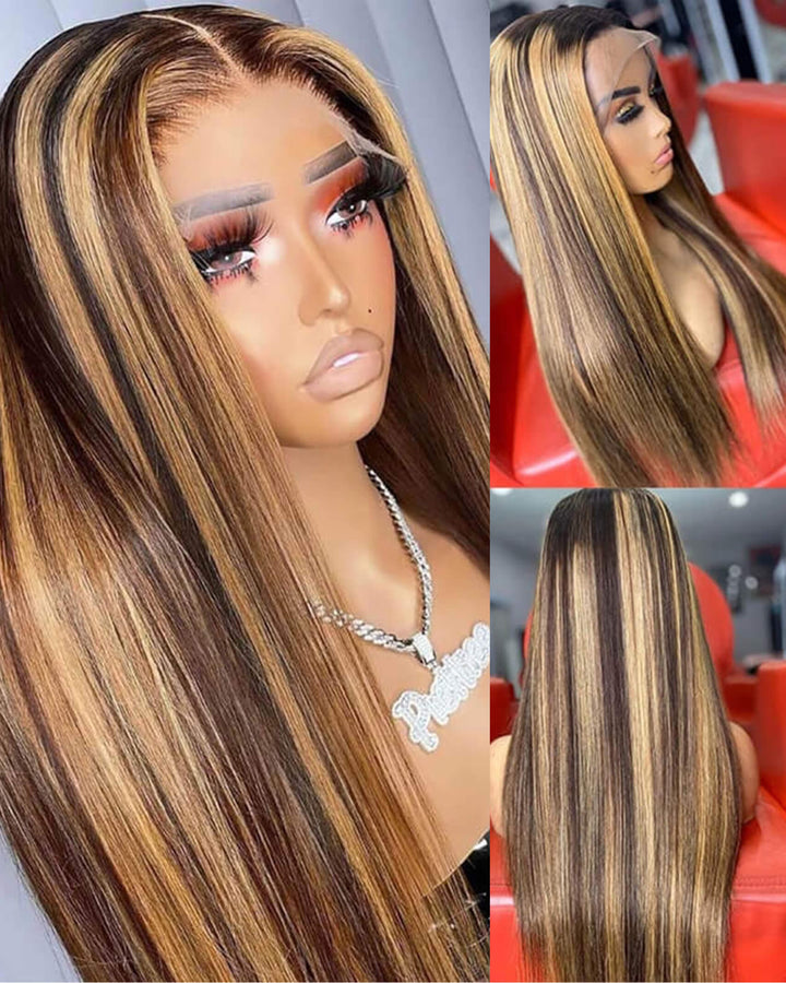 Flash Sale $159=28inch Wig eullair TikTok Trendy Bomb Pre Colored 13x4 Straight Lace Frontal Human Hair Wig Invisible Lace