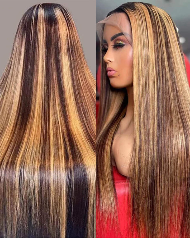 Flash Sale $159=28inch Wig eullair TikTok Trendy Bomb Pre Colored 13x4 Straight Lace Frontal Human Hair Wig Invisible Lace