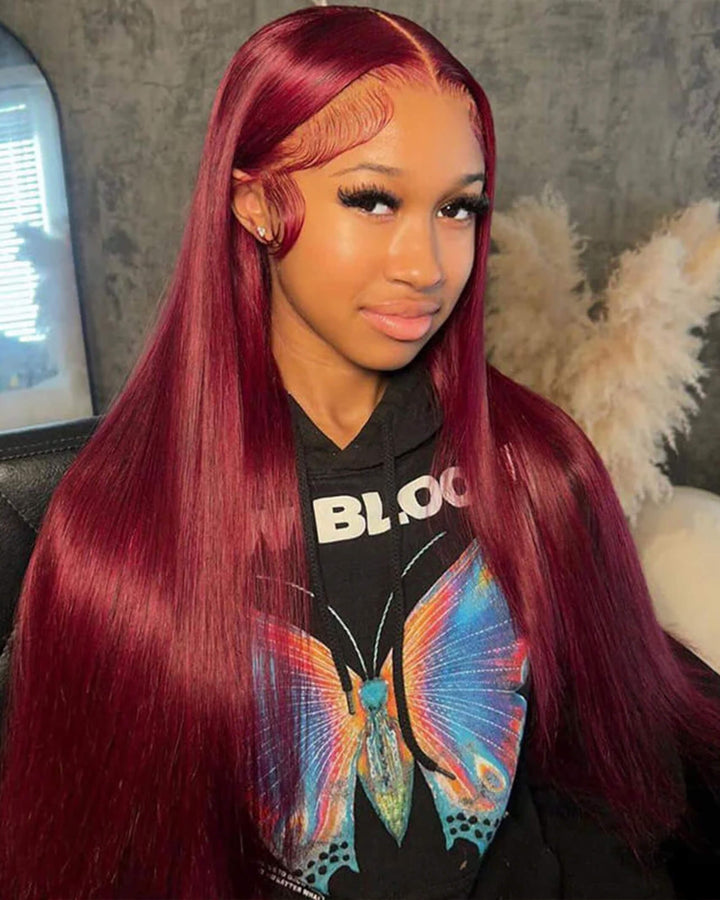 Flash Sale $169=26inch 13x6 Pre Colored Lace Frontal Wig Body Wave/Straight Human Hair Wig For Black Women