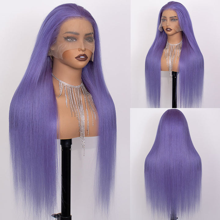 Flash Sale| eullair #613 Blonde/Lavender Purple/Pink/Grey Straight Human Hair Wig Colored 13x4 Transparen Lace Frontal Wig For Women
