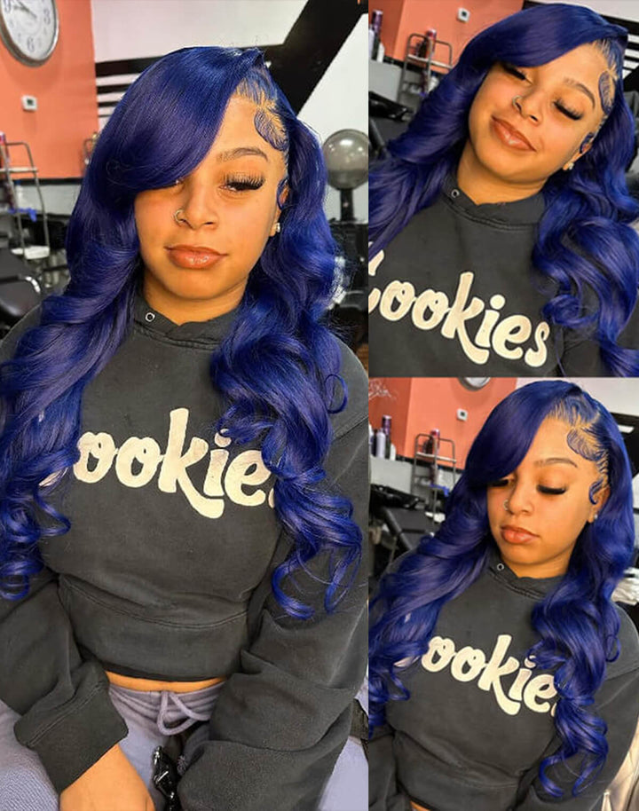 Flawless Blue! eullair Navy Blue Body Wave/Straight/Curly Human Hair Lace Frontal Wig | TikTok Saebunny Recommend