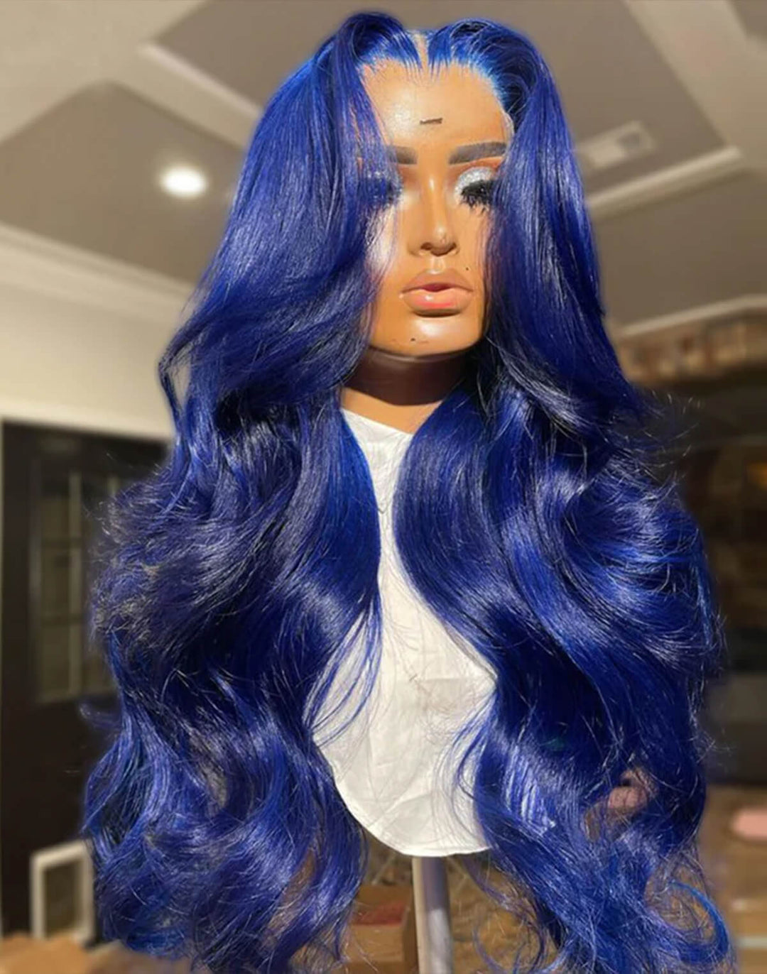 Flawless Blue! eullair Navy Blue Body Wave/Straight/Curly Human Hair Lace Frontal Wig | TikTok Saebunny Recommend