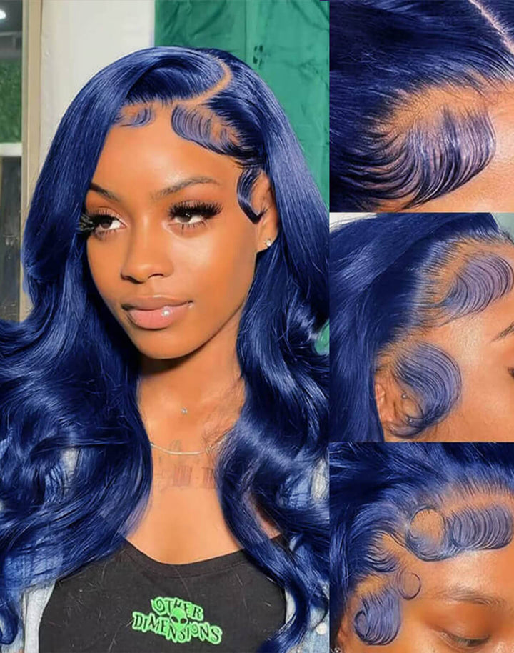 Flawless Blue! eullair Navy Blue Body Wave/Straight/Curly Human Hair Lace Frontal Wig | TikTok Saebunny Recommend