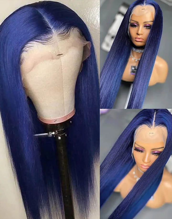 Flawless Blue! eullair Navy Blue Body Wave/Straight/Curly Human Hair Lace Frontal Wig | TikTok Saebunny Recommend