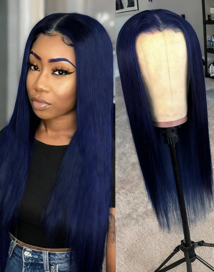 Flawless Blue! eullair Navy Blue Body Wave/Straight/Curly Human Hair Lace Frontal Wig | TikTok Saebunny Recommend