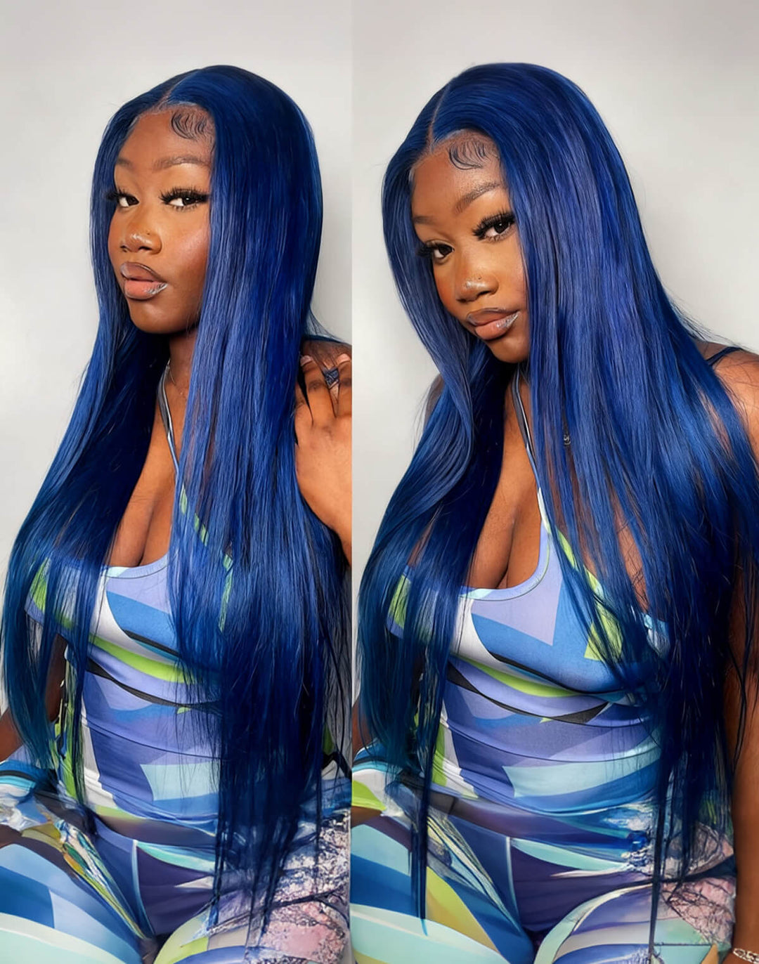 Flawless Blue! eullair Navy Blue Body Wave/Straight/Curly Human Hair Lace Frontal Wig | TikTok Saebunny Recommend