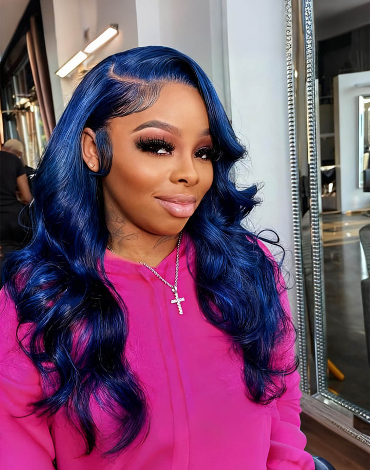 Flawless Blue! eullair Navy Blue Body Wave/Straight/Curly Human Hair Lace Frontal Wig | TikTok Saebunny Recommend