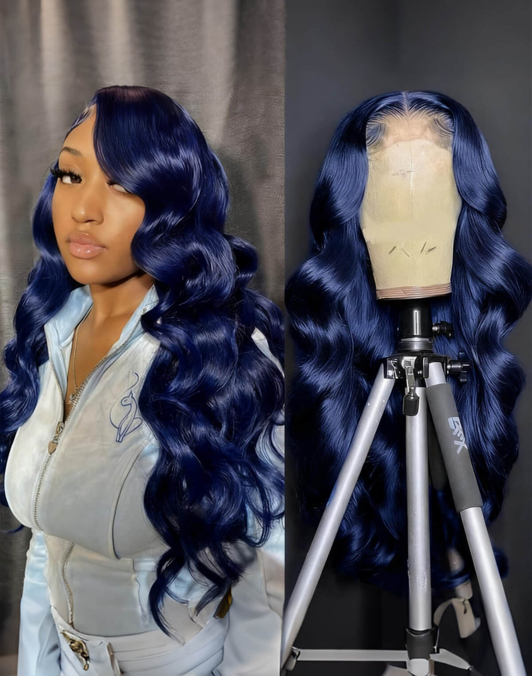 Flawless Blue! eullair Navy Blue Body Wave/Straight/Curly Human Hair Lace Frontal Wig | TikTok Saebunny Recommend
