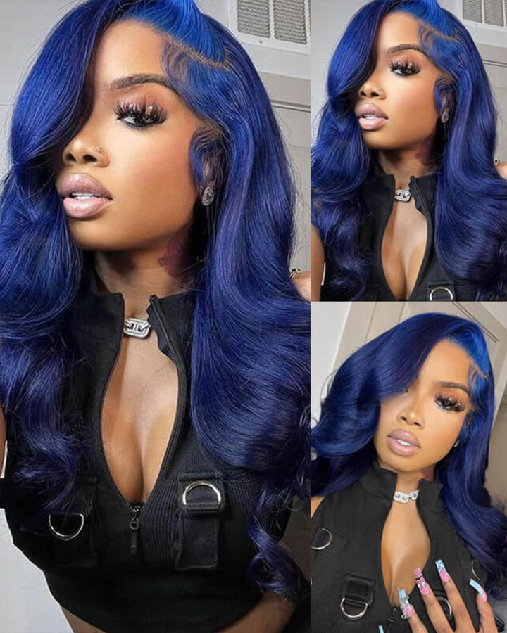 Flawless Blue! eullair Navy Blue Body Wave/Straight/Curly Human Hair Lace Frontal Wig | TikTok Saebunny Recommend