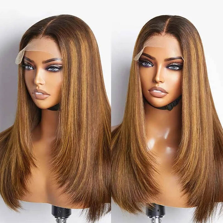 TikTok Hairstylist Trendy Layerers | eullair Popular Layered Cut Lace Frontal Highlight Straight Wigs Pre Colored Human Hair Wigs