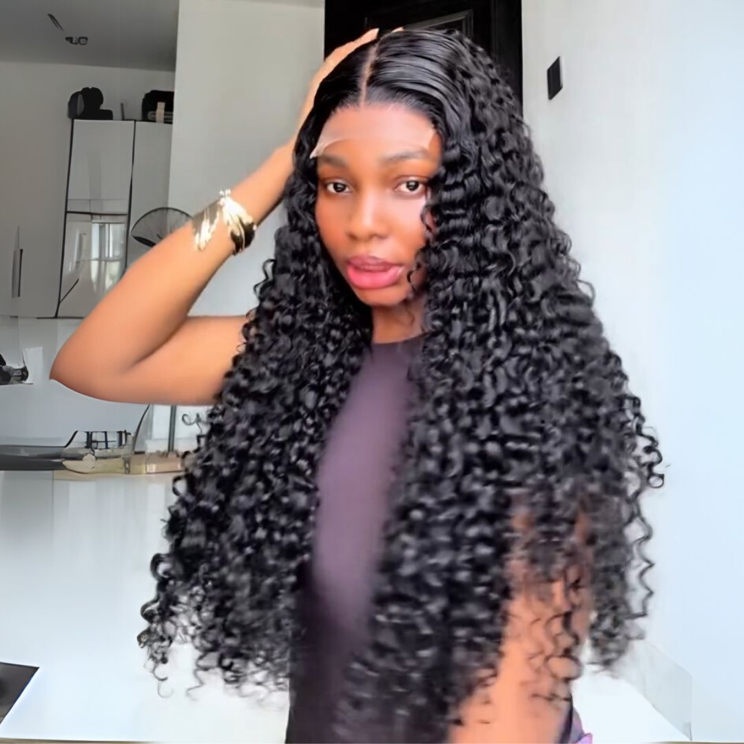 Super Double Drawn Wigs 5x5 Tinny Curls Human Hair Wig Transparent HD Lace Frontal Wigs For Women 250% Density