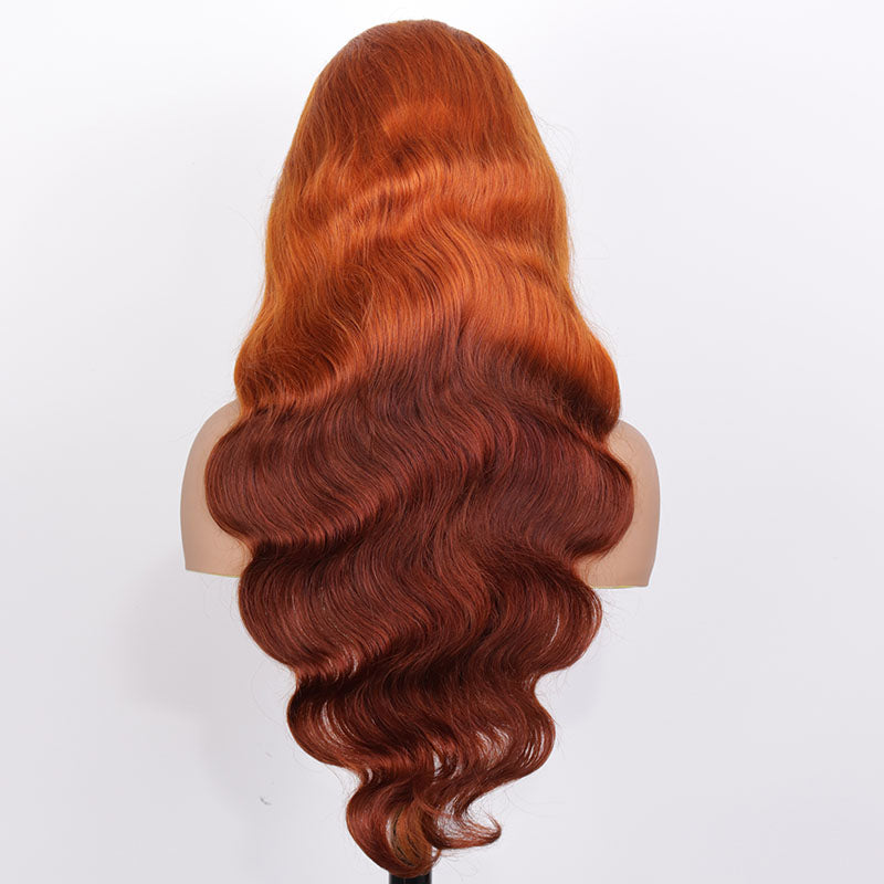 TikTok Hairstylist Style| eullair Golden Red Brown Ginger Body Wave Lace Front Wig Ombre Blonde Straight Human Hair Wigs for Women