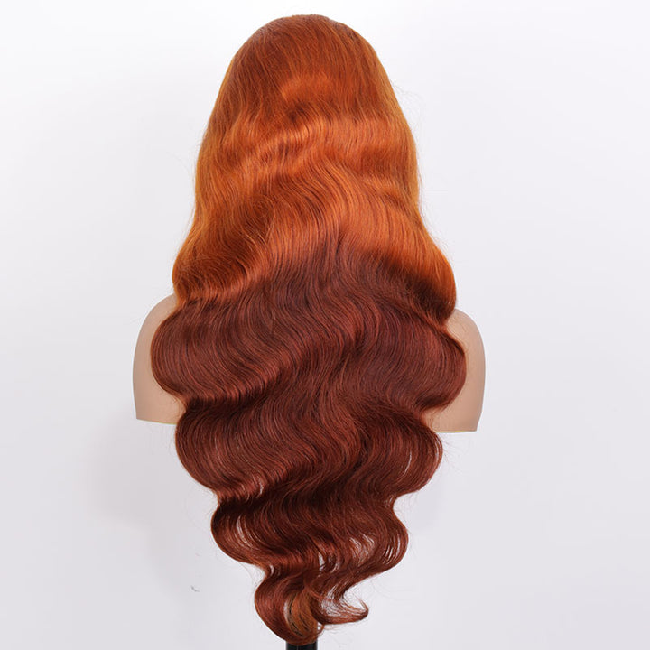 TikTok Hairstylist Style| eullair Golden Red Brown Ginger Body Wave Lace Front Wig Ombre Blonde Straight Human Hair Wigs for Women