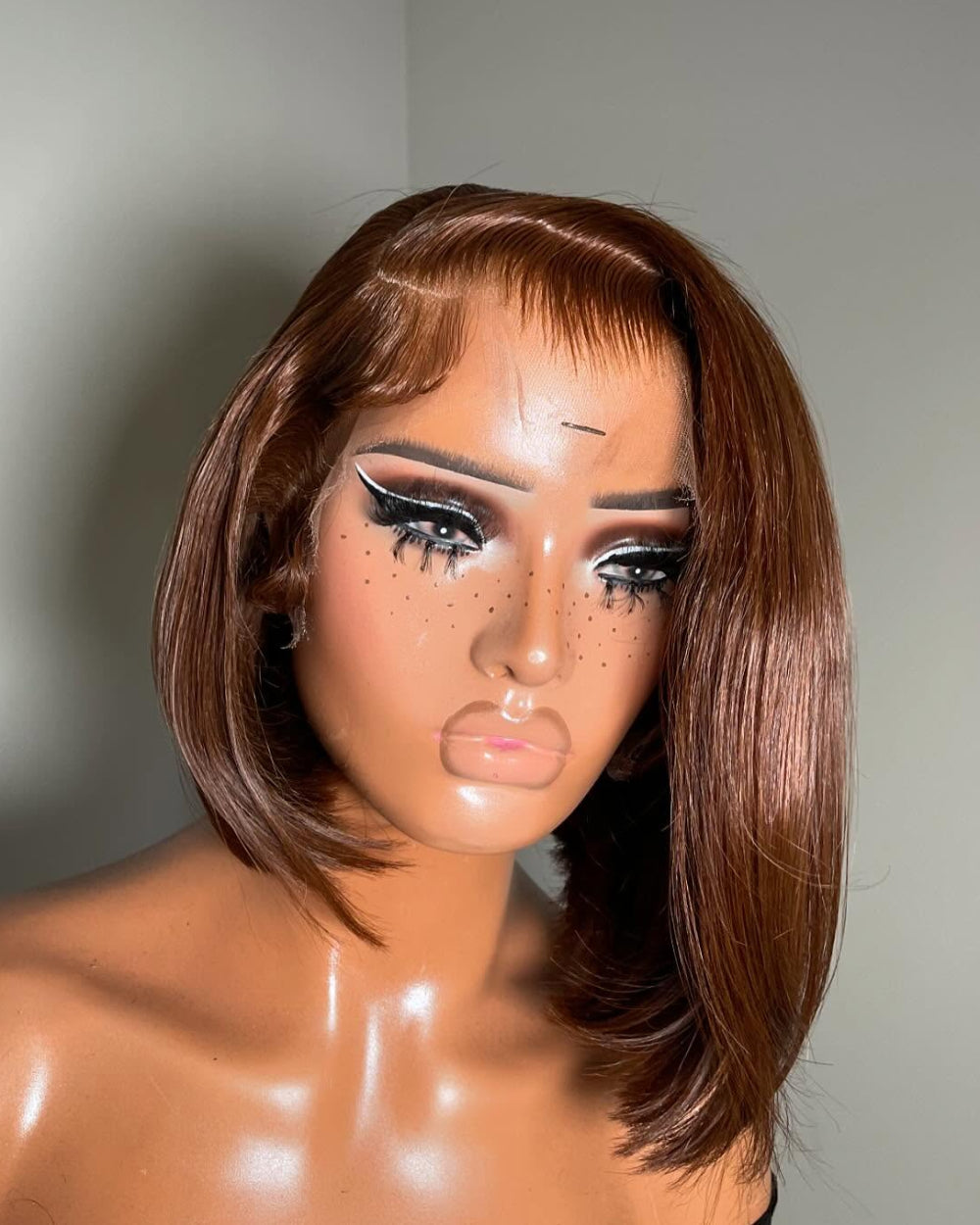 eullair Ginger Brown Bob Wig With Drawstring Wigs 13x4 Frontal Lace Human Hair Wigs Pre Colored