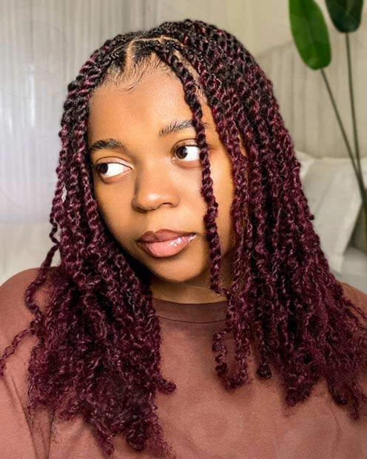 eullair Mini Twist Human Hair 99J Afro kinky Bulk Hair Extensions For Twist Braiding Dreadlock Human Hair - Natural Black Afro Kinky Texture