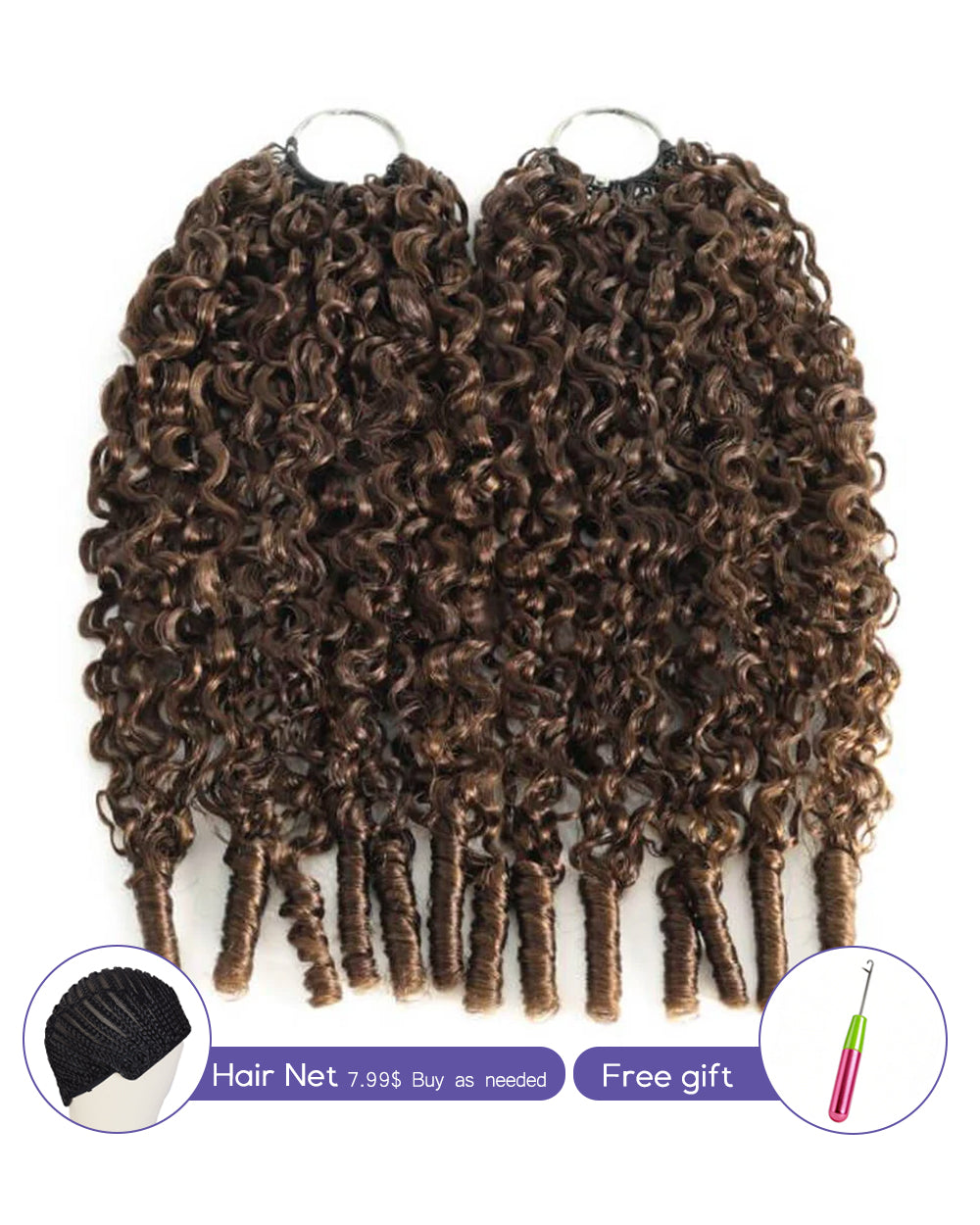 eullair #4 Chocolate Brown Burmese Curly Crochet Hair Lightweight Defined Curl Pattern Natural Look
