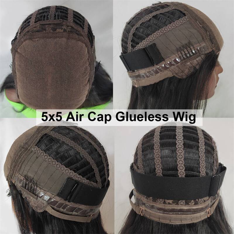 eullair 4x4/5x5/13x4 Breathable Pre Cut Air Cap Wear Go Glueless Body Wave Human Hair Wigs Bleached Knots Pre Plucked For Black Women