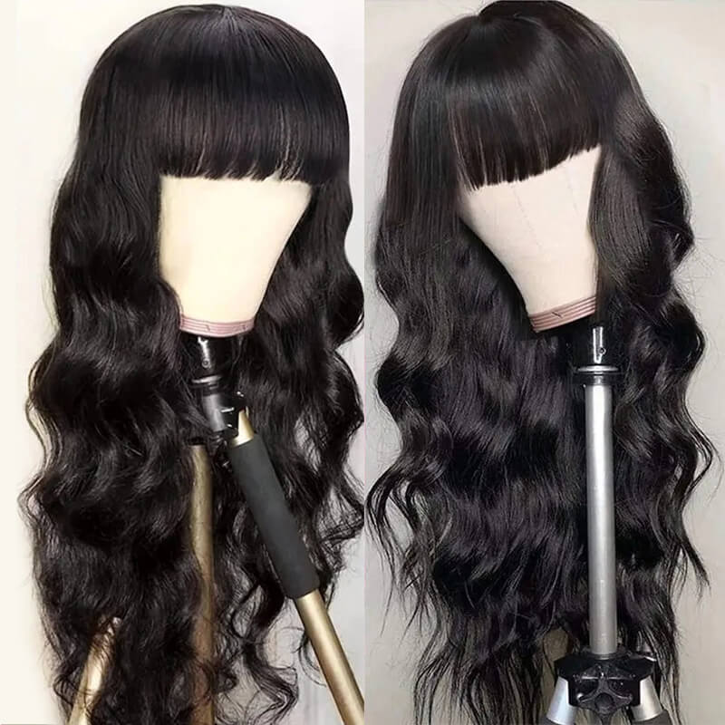 eullair Human Hair Bangs Wear Go Gluless Wig Full Machine Made NO Glue or Spray | Easy Effortless Fringe Wig