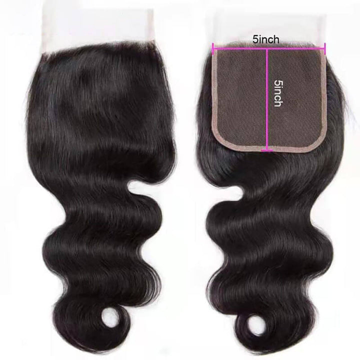 eullair Body Wave Bundles With Closure 3/4 PCS With 4x4 5x5 6x6 HD Lace Closure