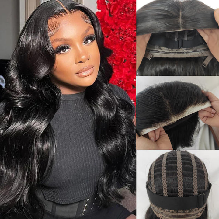 eullair Straight/Body Wave Glueless Human Hair Lace Frontal Wigs Air Cap Breathable Invisible HD Lace Wig