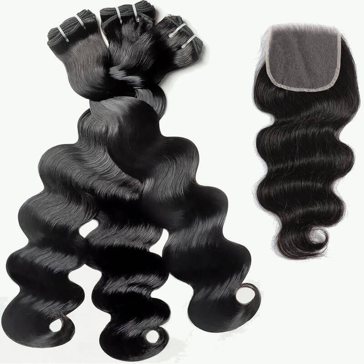 eullair Body Wave Bundles With Closure 3/4 PCS With 4x4 5x5 6x6 HD Lace Closure