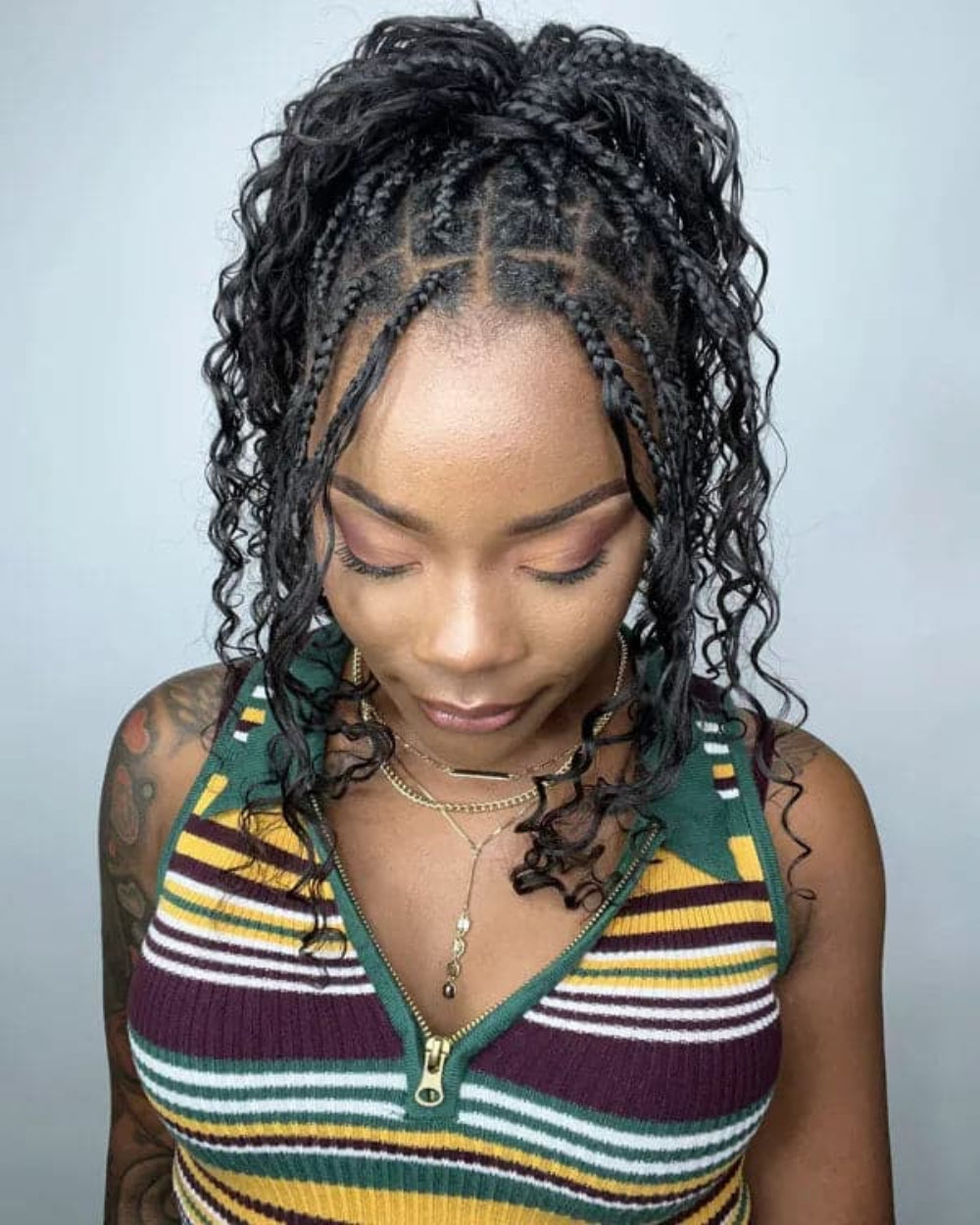 eullair Burmese Curly Boho Human Hair for Braiding Hair Bulk Remy Hair Extensions for Women 100G/Pack No Weft Natural Black