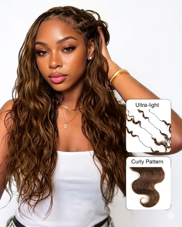 eullair #4 Chocolate Brown Body Waver Crochet Hair Soft Lightweight for Miracle Knots 60G/50Strands