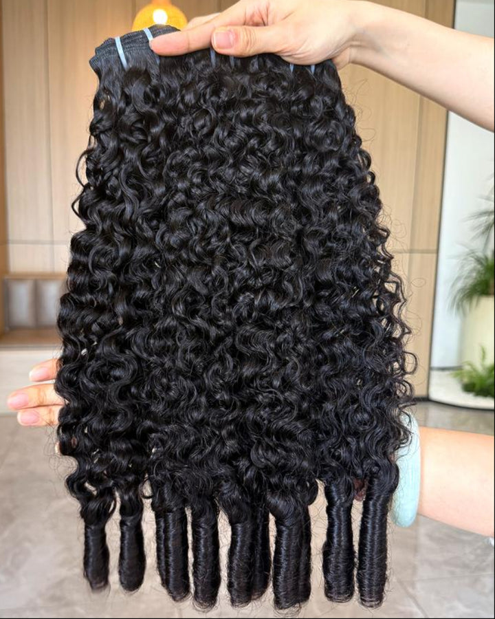 eullair 15A Real Raw Hair Burmese Curly Spiral Curls Ends Human Hair Bundles Deal Virgin Hair Weave 3/4 Bundles