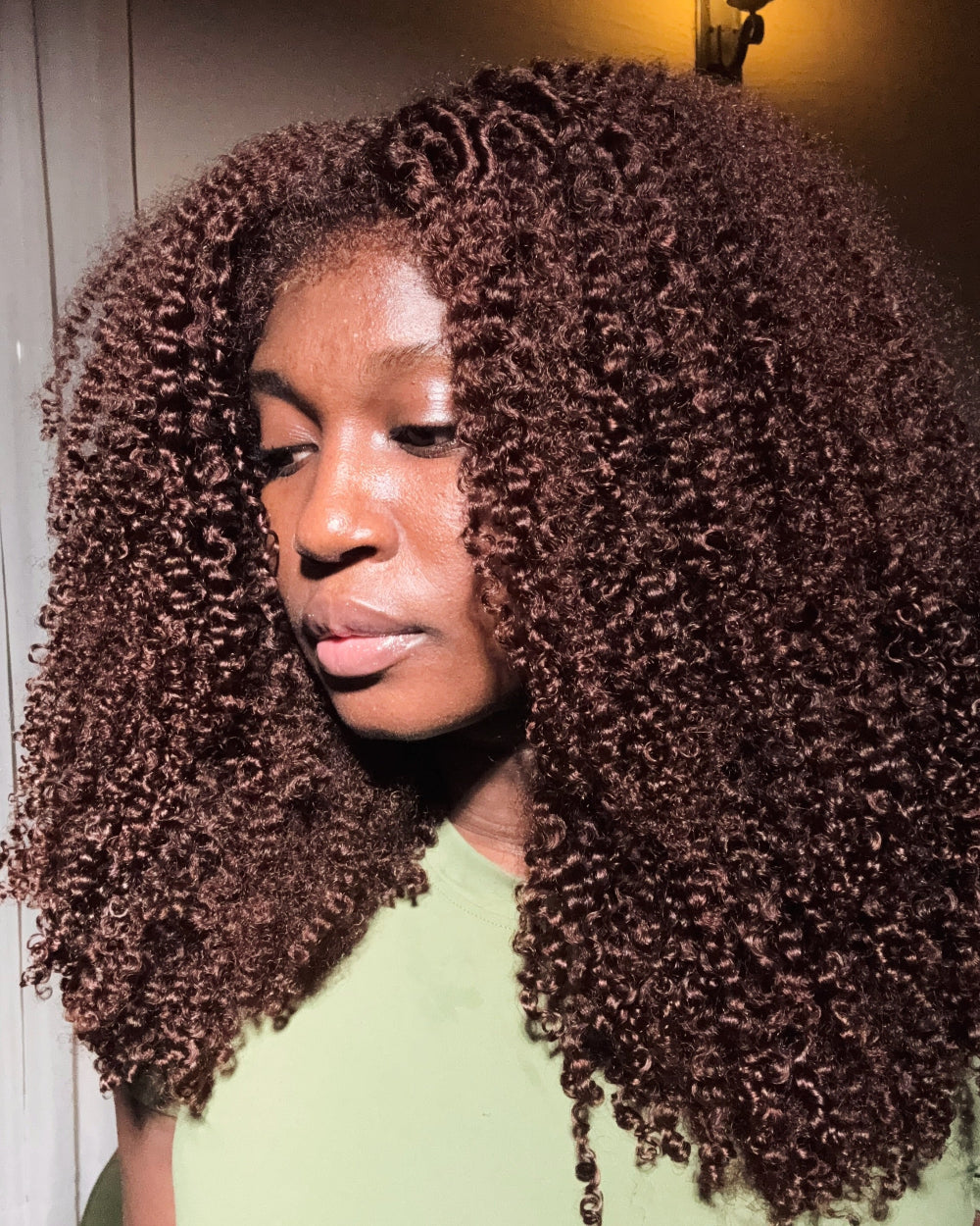eullair Chocolate #4 Dark Brown Super 360 Full 13x4 Lace Drawstring 4C Curly Edges Hairline Short Curly updo Wig, Natural Quick and Easy Hairstyles