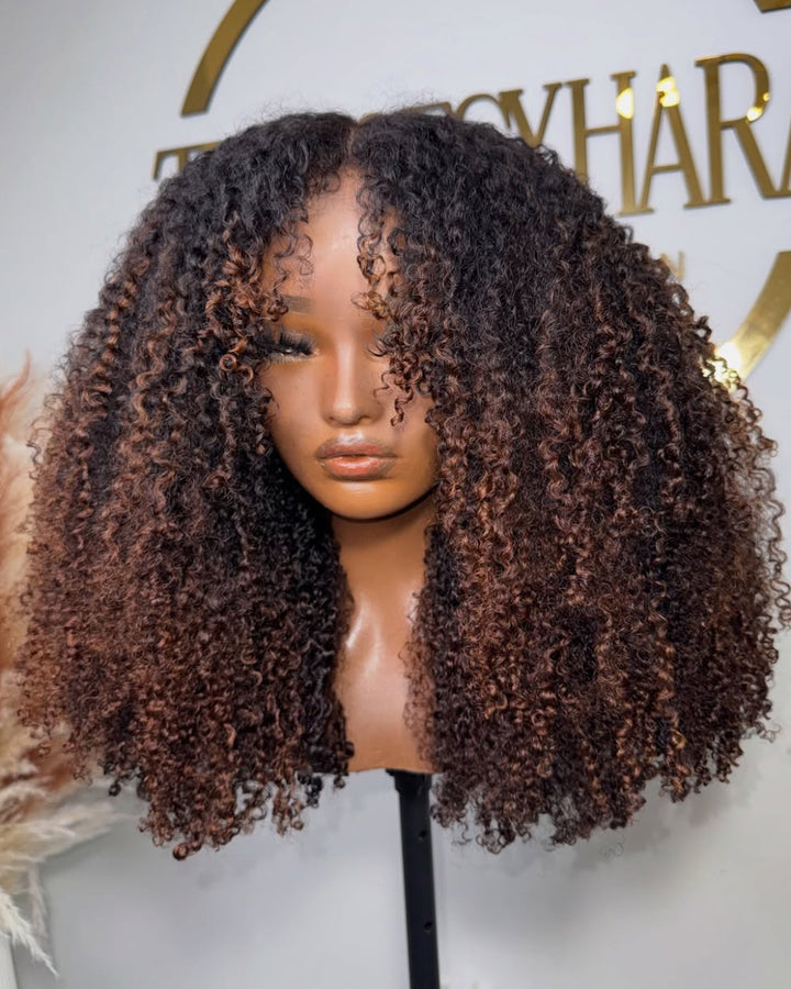 Eullair 360 Kinky Curly Drawstring Strap 360 Wig Glueless Invisi-Strap Snug Fit & Pre-Plucked Natural Hairline