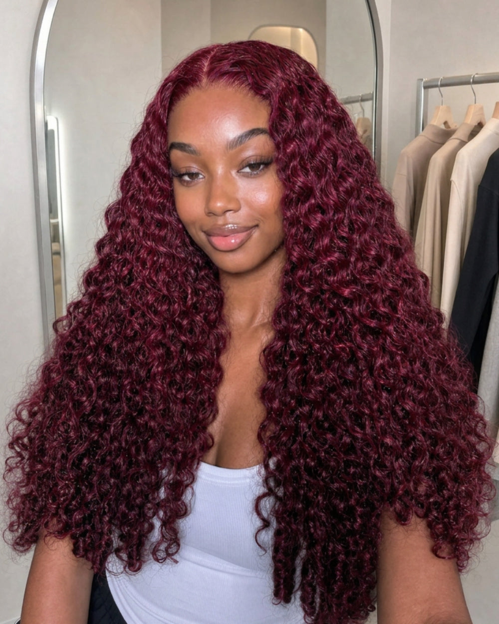 eullair 99J Burgundy Red Burmese Curly Super Double Drawn Wigs 13x6 6X4 13X4 Glueless Wigs 250% Density Drawstring Wig