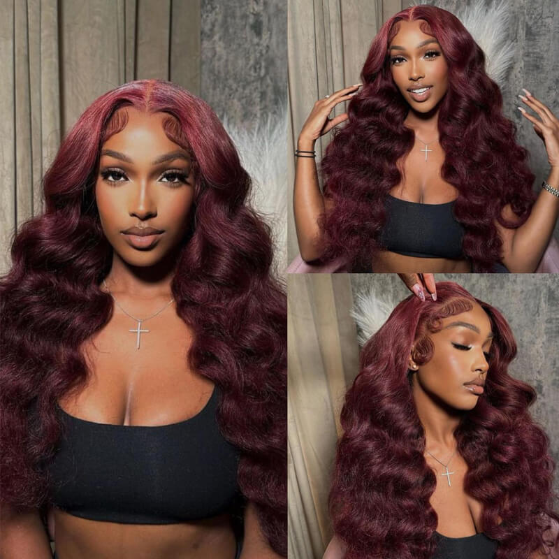 Amazing! eullair Pre Colored Dark #99J Burgundy Frontal Wig | Perfect Fall Color