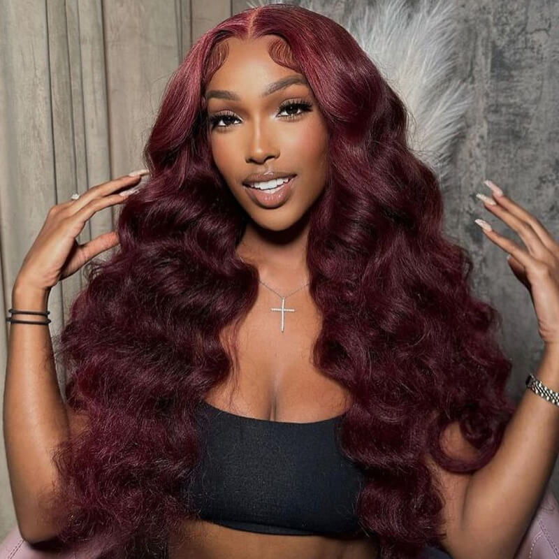 Amazing! eullair Pre Colored Dark #99J Burgundy Frontal Wig | Perfect Fall Color