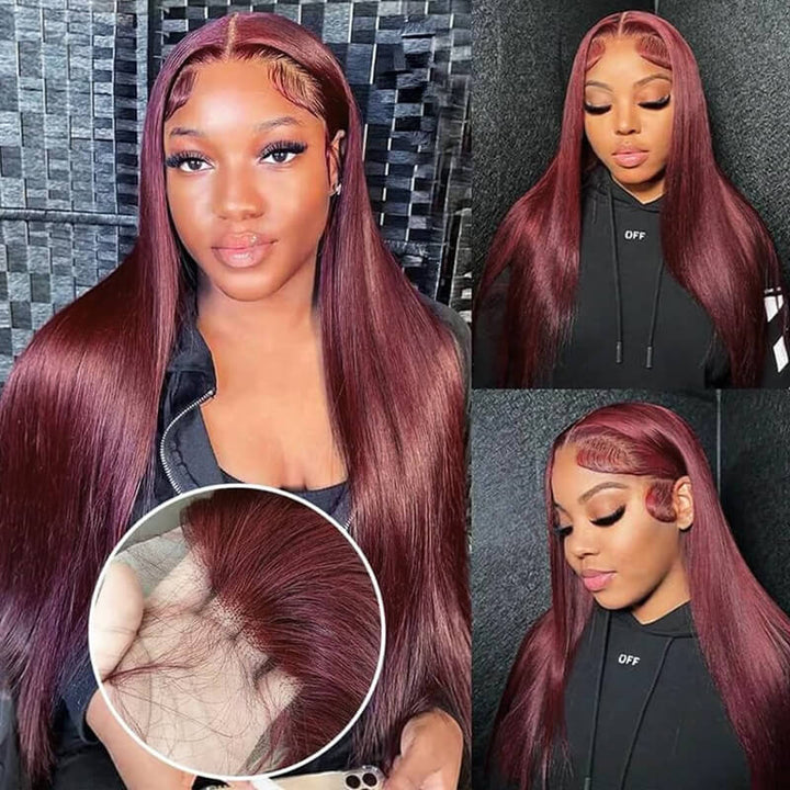 Amazing! eullair Pre Colored Dark #99J Burgundy Frontal Wig | Perfect Fall Color