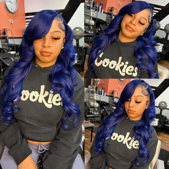 Flawless Blue! eullair Navy Blue Body Wave/Straight/Curly Human Hair Lace Frontal Wig | TikTok Saebunny Recommend