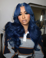 eullair Jewel Collection: 13x4 Body Wave Human Hair Wig - Burgundy, Blue, Green & Red Mixed Colors