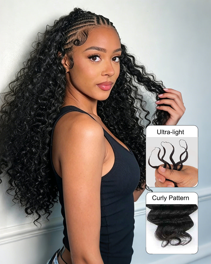 eullair Deep Wave Crochet Braiding Hair - Bleachable 100% Virgin Human Hair