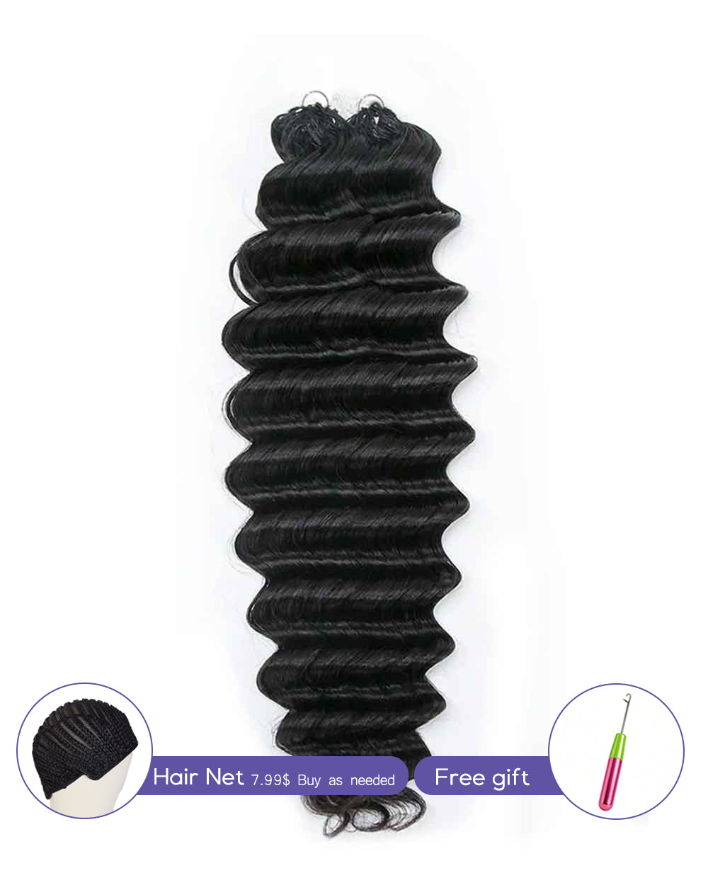 eullair Deep Wave Crochet Braiding Hair - Bleachable 100% Virgin Human Hair