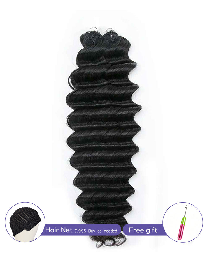 eullair Deep Wave Crochet Braiding Hair - Bleachable 100% Virgin Human Hair